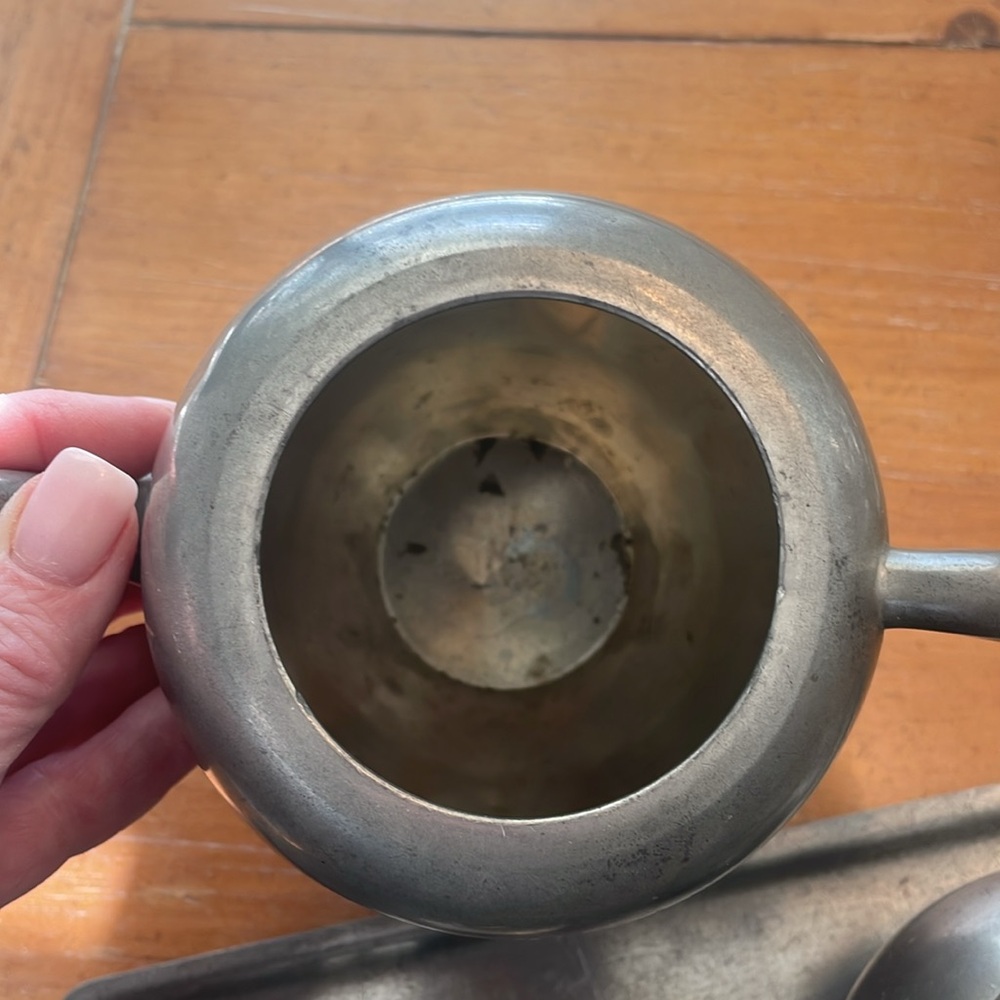 ANTIQUE PEWTER TEA SET, 6 PIECES - Picture 12 of 15